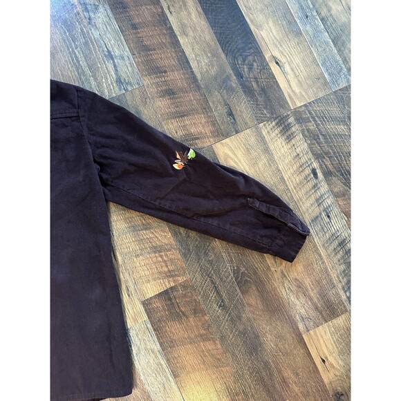 Quacker Factory Corduroy Embroidered Fall Leaves Button Up Top Women Size Medium - Picture 8 of 8